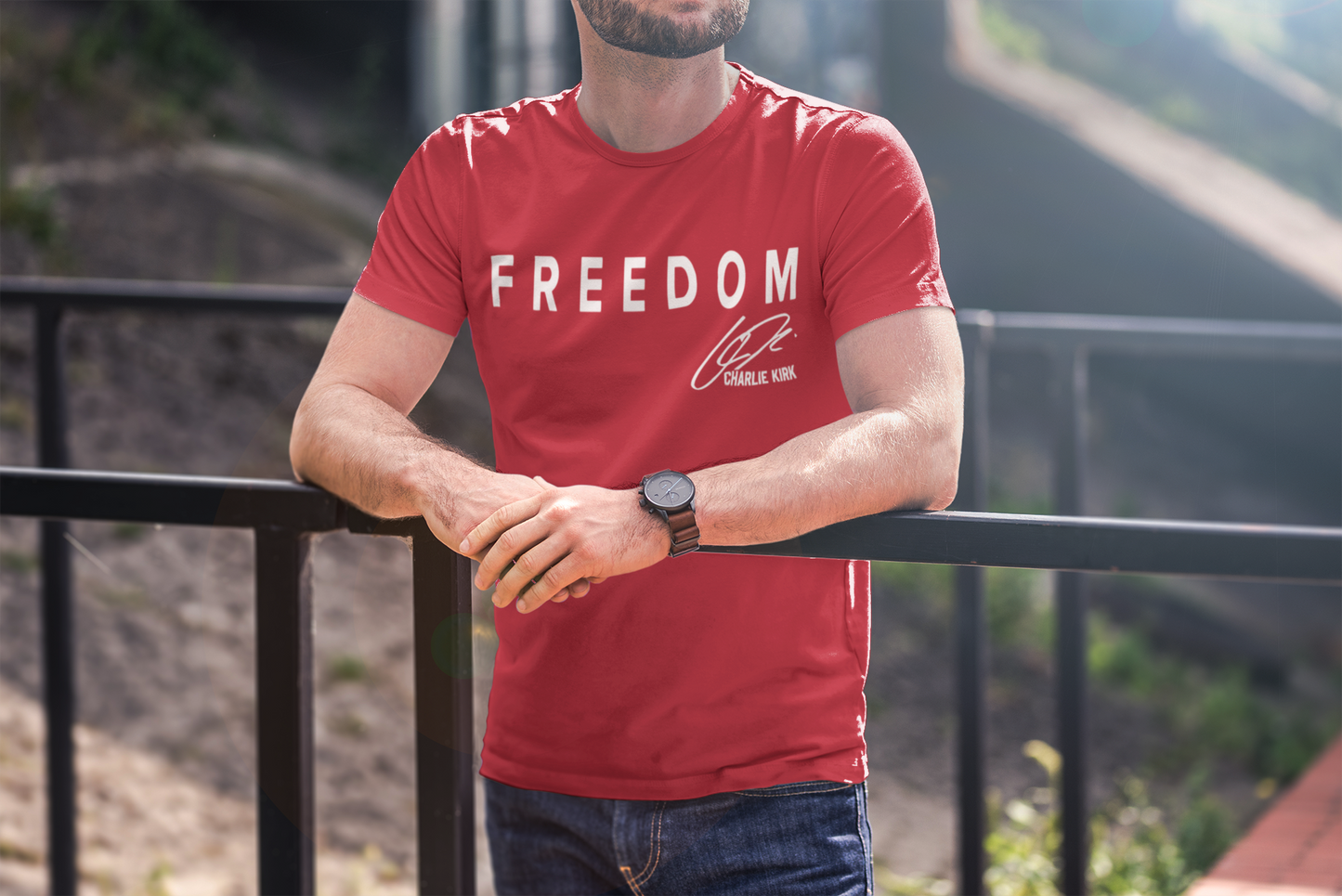 T-Shirt - Freedom in Red – Charlie Kirk Tribute