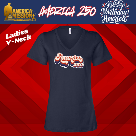 America 250 Retro Ladies V-Neck