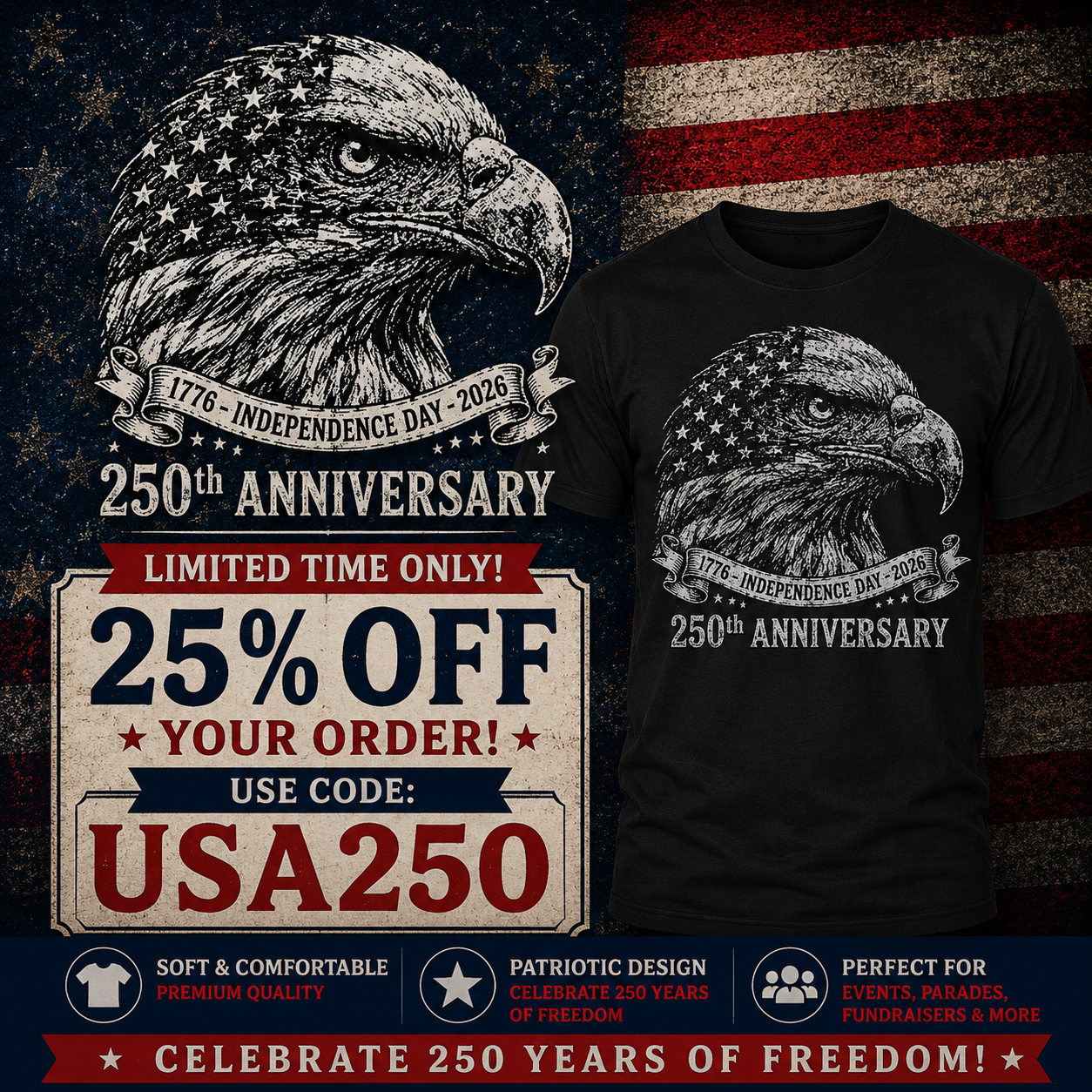 American Eagle 250th Anniversary – Vintage Halftone Edition