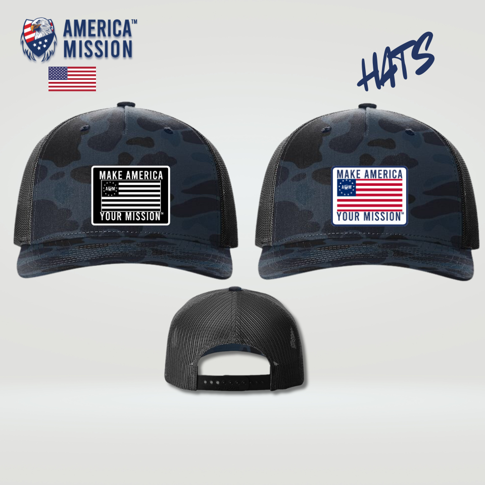 AM Betsy Ross Trucker Camo Hats