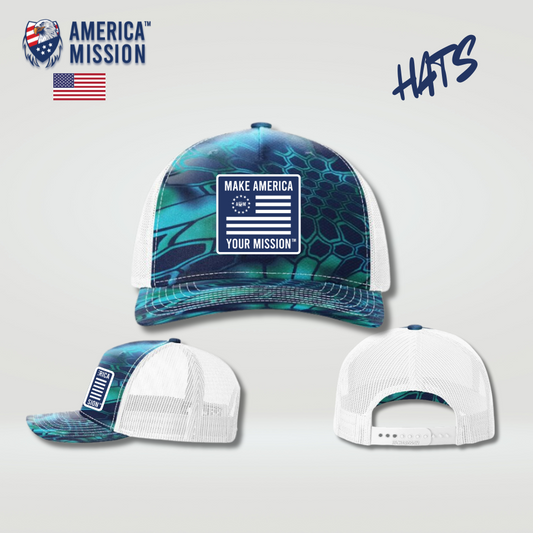 AM Betsy Ross Trucker Camo Hats