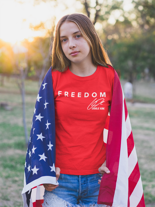 T-Shirt - Freedom in Red – Charlie Kirk Tribute